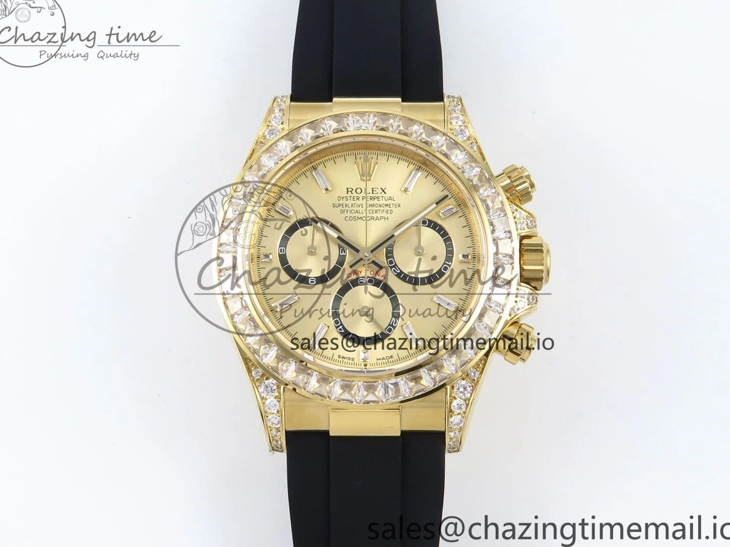 MiroTime 0203 Daytona 126538TBR EWEF 1:1 Best Edition 904L Steel YG Crystal Dial Diamonds Bezel on Black Rubber Strap SH OdorResistant 463